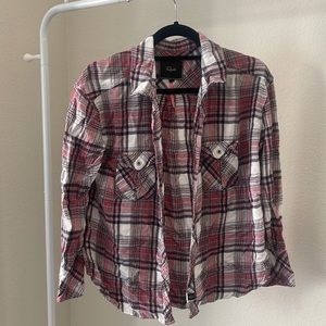 Rails flannel button down - pink, white, navy, XS
